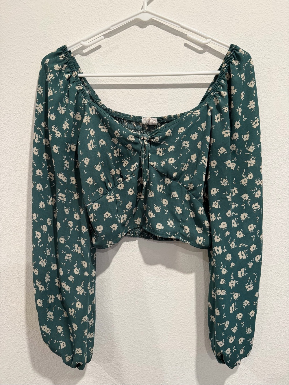Sienna Sky Teal Floral Off-Shoulder Crop Top